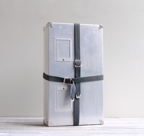 Vintage Metal Shipping Box with Canvas Straps by LittleDogVintage