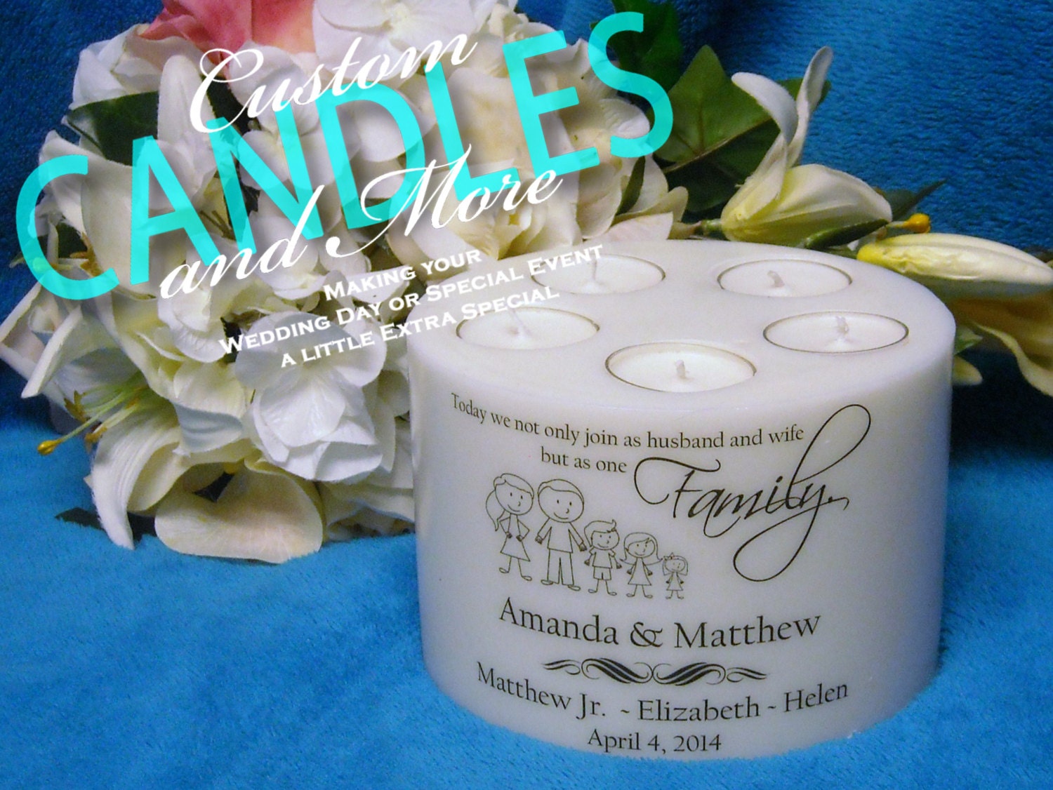 Blended Family Unity Candle With Tapers and by PersonalizedCandles