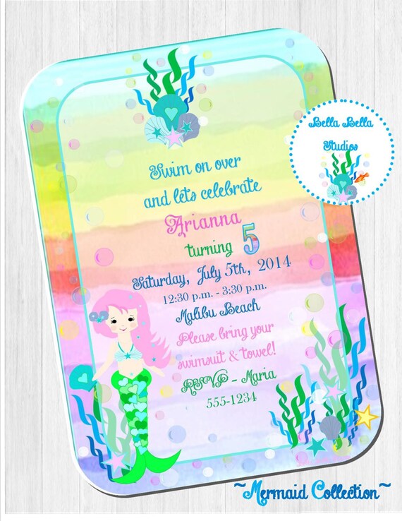 LITTLE MERMAID Under the Sea INVITATION ~ Customized and Printable ~ Bella Bella Studios Il_570xn