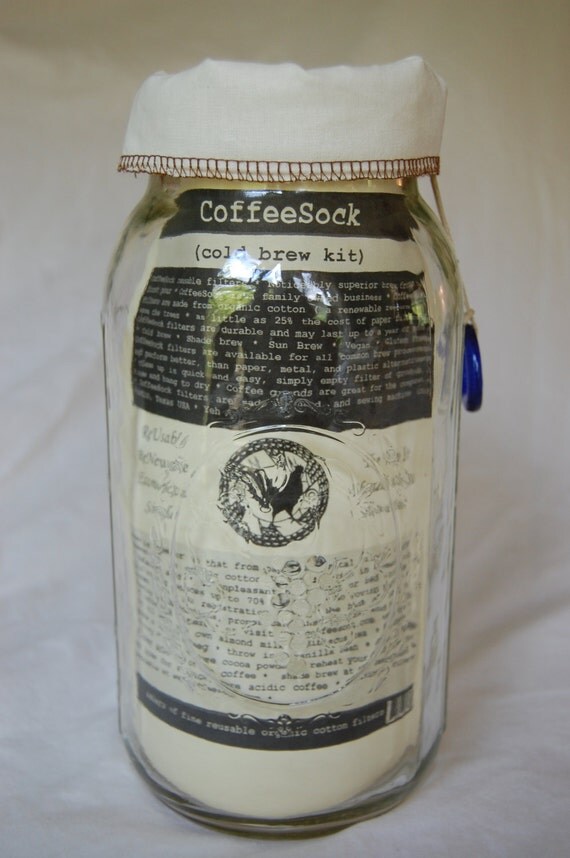 Reusable DIY ColdBrew kit organic cotton coffee by CoffeeSockCo
