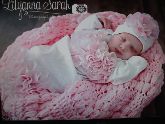 White Infant Layette White Baby Gown with Pink by MyLolliflopsLLC