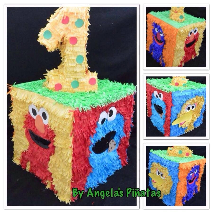 1st birthday Sesame Street custom made piñata by angelaspinatas