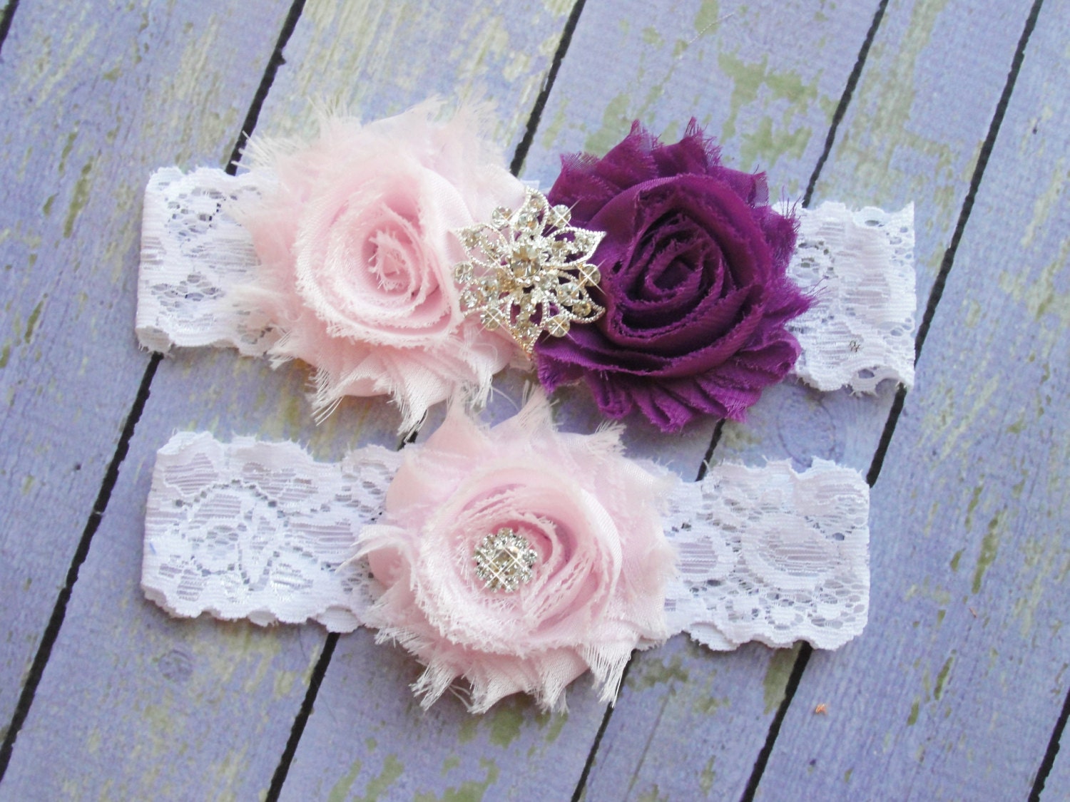 Wedding Garter Set, Pink and Plum Garters, Purple Garter, Garter, Sangria Garter, Eggplant Wedding