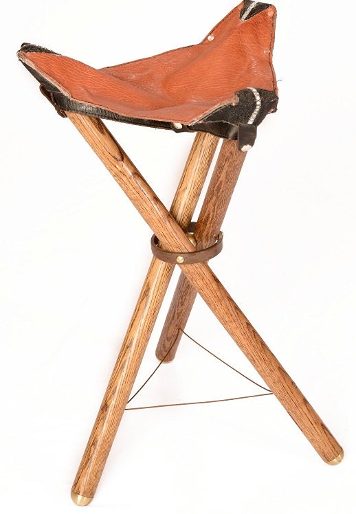 Items similar to 3 legged folding chair with dark oak legs and Tundra
