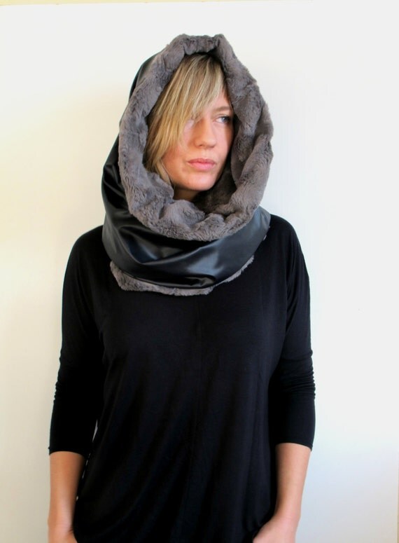 Hooded with NEW Waterproof  lining. hooded  fur warm faux  and scarf Super scarf rain