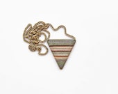Geometric triangle statement necklace - striped, polymer clay, tribal, colorful, country - Geometric jewelry - JustBetter