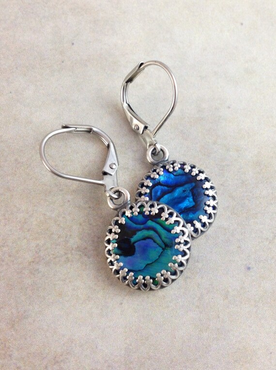 Abalone shell earrings. Surgical stainless steel by GemsByKelley