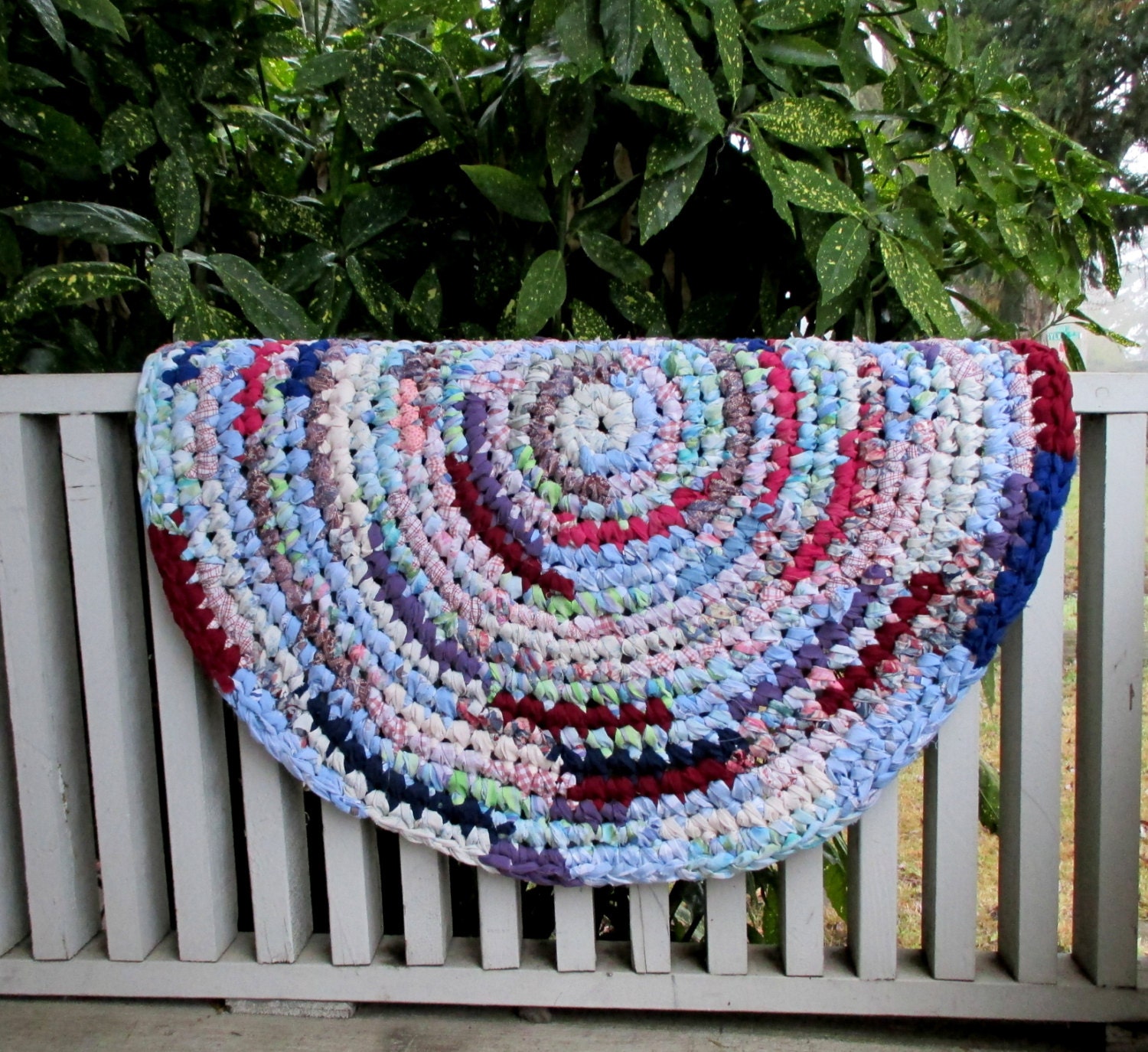 Recycled Fabrics Rag Rug Scrap Happy Upcycled by MoonLightSally