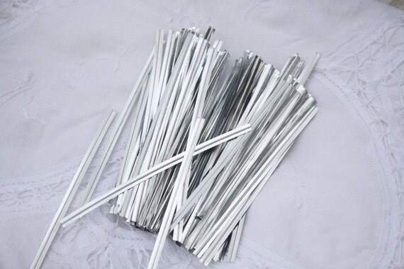 Shiny silver twist ties, pack of 50 gift wrap, packaging Il_570xn
