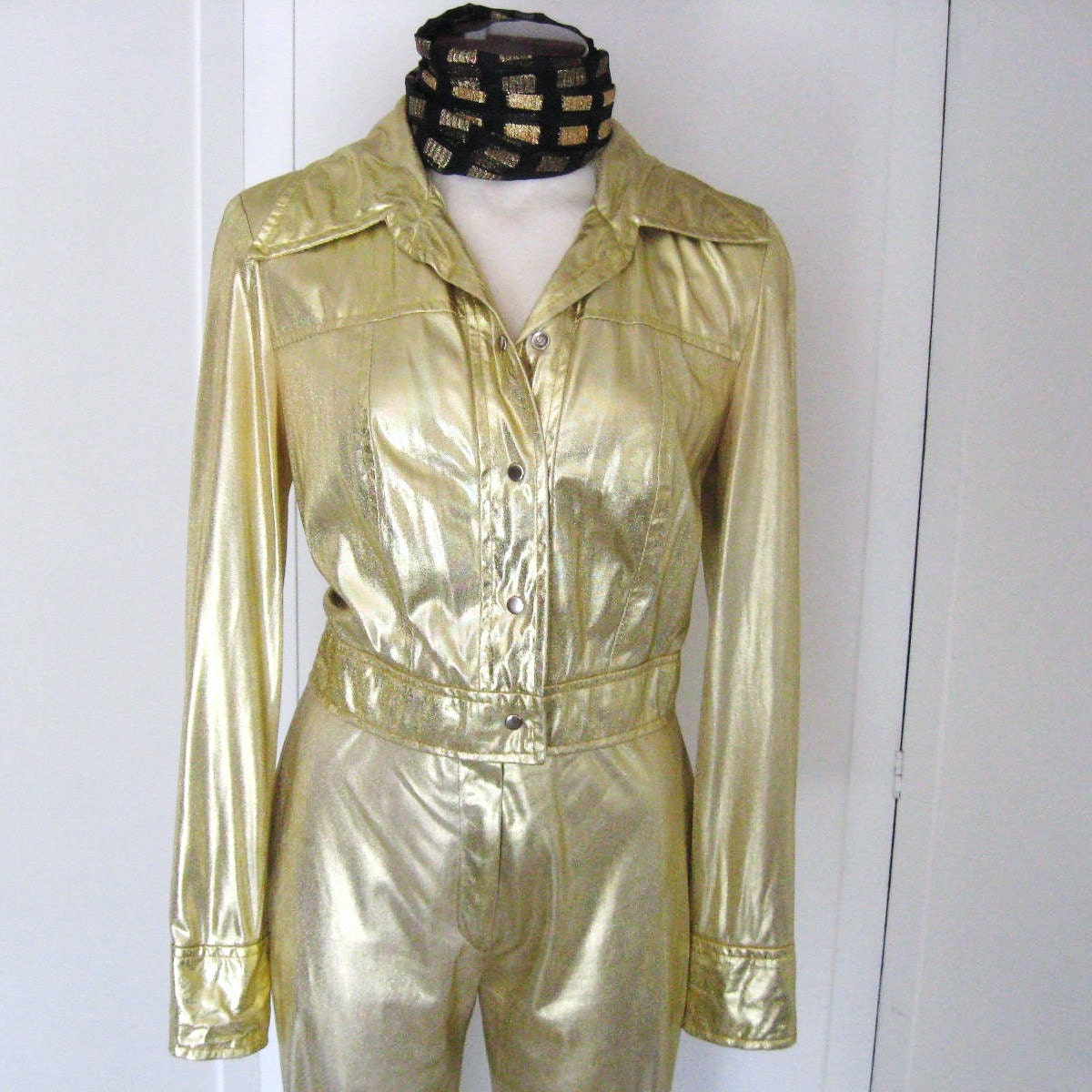 gold lame pants