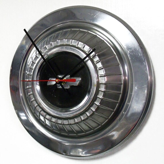 1966 1967 Chevrolet Chevelle Nova Hubcap Clock by StarlingInk