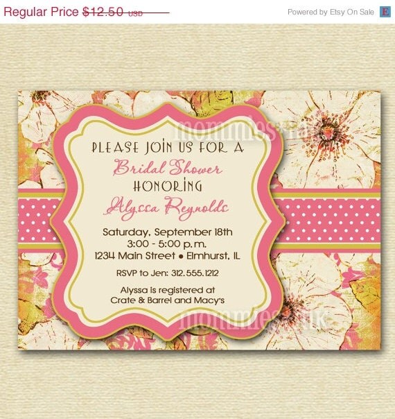 10% Off Holiday Sale Vintage Blooms - Pink - Bridal Shower Invitation - PRINTABLE INVITATION DESIGN Il_570xn