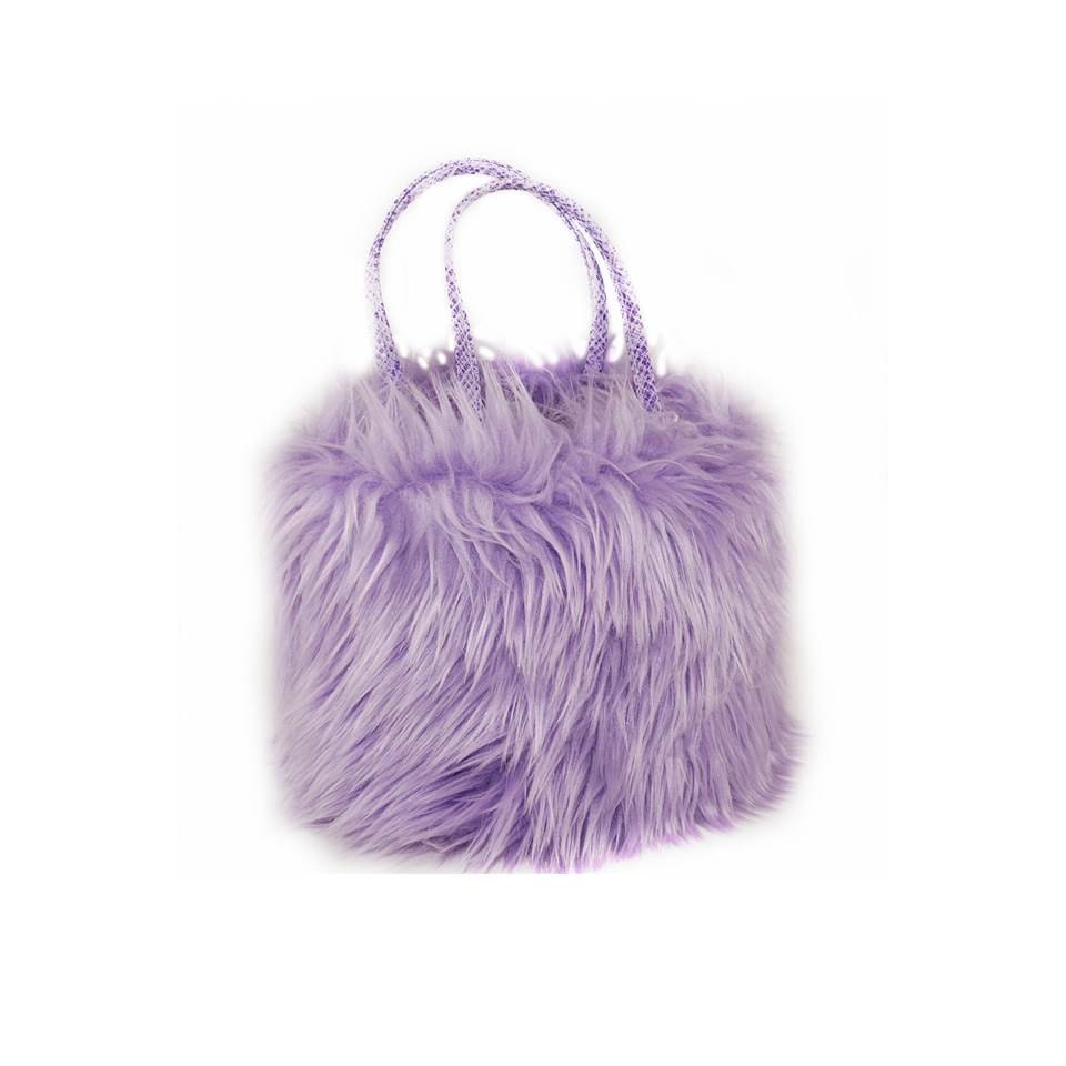 Small Purple Faux Fur Handbag and matching change purse Wristlet CarolJoyFashions, SBuck