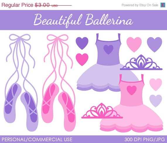 50% OFF - Beautiful Ballerina Clipart - Digital Clip Art Graphics for Personal or Commercial Use Il_570xn