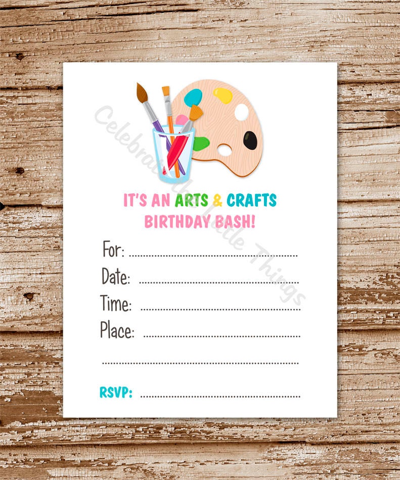 Printable / Art Party Invitation / Little Artist / Fill in the Blank / You're Invited / Girls / Paint, Crafts, Pottery (Instant Download) Il_570xn