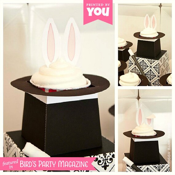 Magician's Hat Cupcake Holder : DIY Printable Rabbit in a Hat PDF - Instant Download Il_570xn