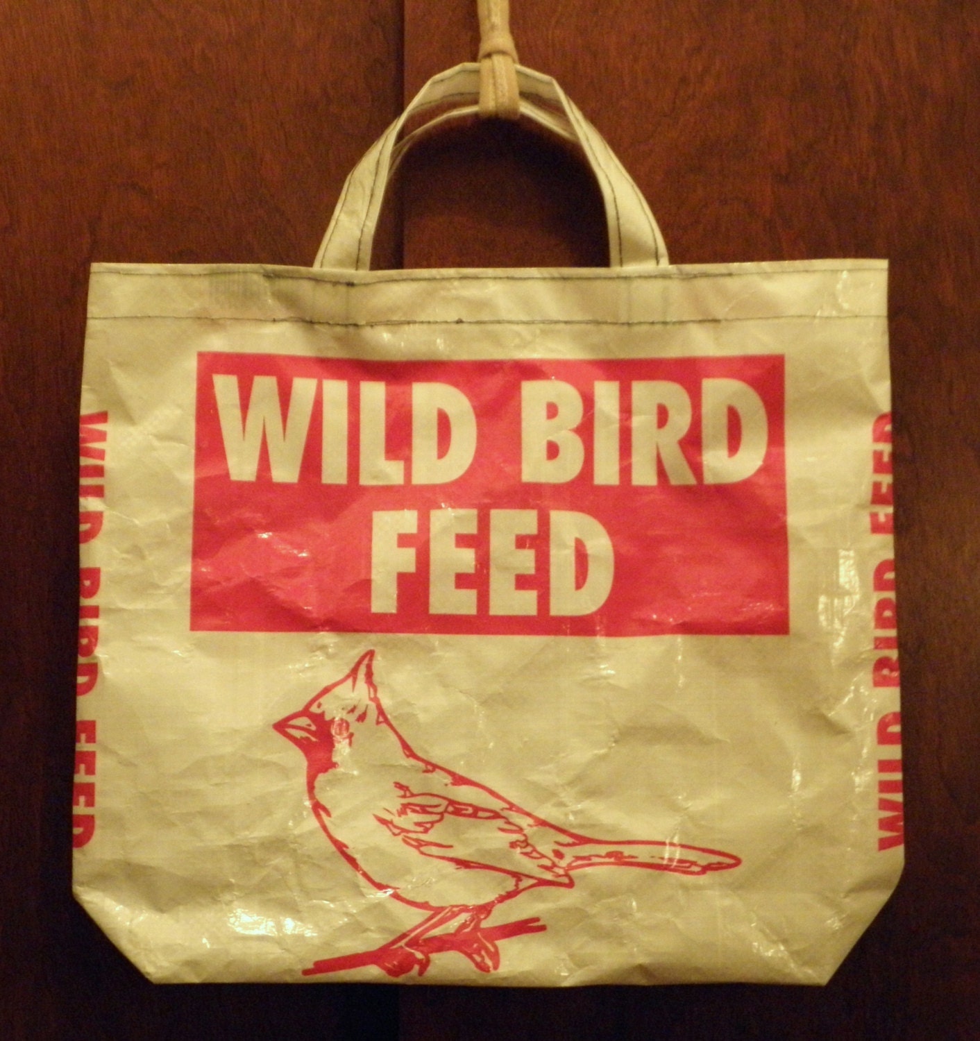 VALUE PRICED SMALL Upcycled Recycled Repurposed  Grocery Market Tote or Gift Bag for Bird Lovers