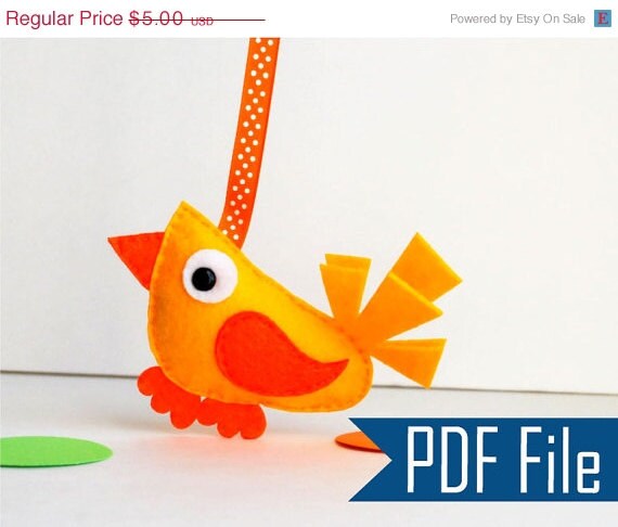 SALE Modern Bird - Sewing pattern - PDF ePATTERN - Felt Plush Ornament Instant Download A502 Il_570xn