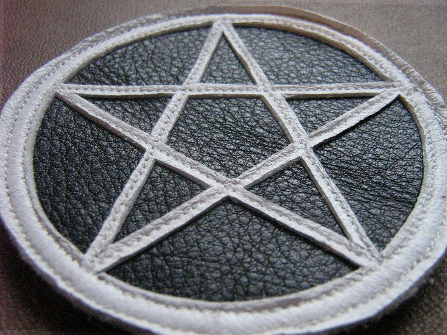 Pentagram Patch Small Pentagram Leather Applique Patch