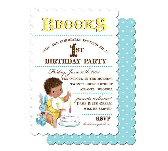 Invitation . Vintage First Birthday Collection . by LoraleeLewis