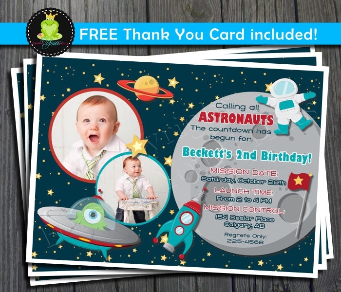 Space Birthday Invitation - FREE Thank You Card included Il_570xn