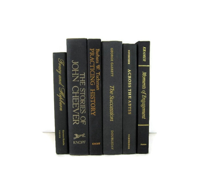 Decorative Books Black with Gold Lettering Vintage Books Wedding Decor , Photo Prop - DecadesOfVintage Decorative Books Black with Gold Lettering Vintage Books Wedding Decor , Photo Prop - DecadesOfVintage