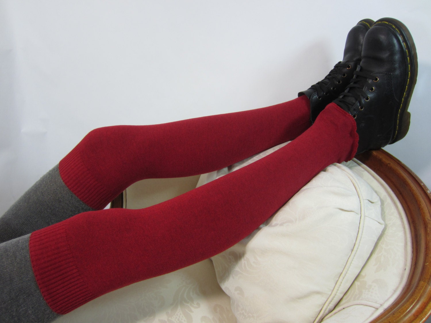 Red Over The Knee Socks Leg Warmers Thigh Highs By V