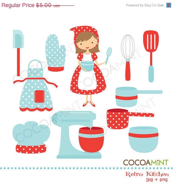 40% OFF Retro Kitchen Clip Art Il_570xn