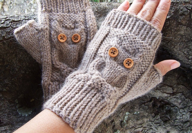 FREE OWL FINGERLESS GLOVES KNITTING PATTERN - VERY SIMPLE FREE KNITTING PATTERNS