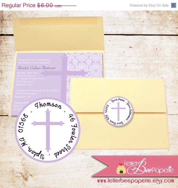 ON SALE Classic Baptism / Christening Address Label - Choose Your Colors - 2" Round Label - Boy/Girl - Dedication, First Communion, Religio Il_570xn
