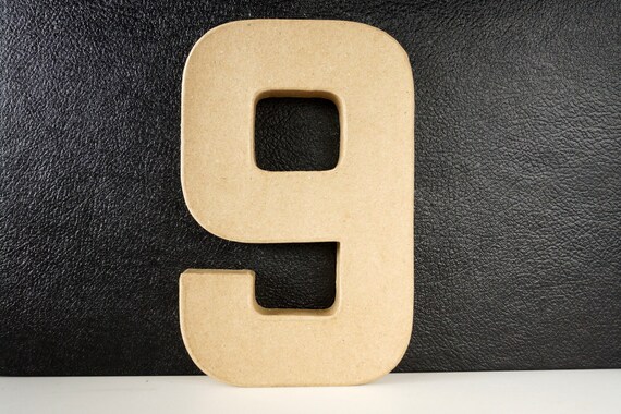 DIY Paper Mache Number Nine 9 or Six 6 8 inches tall by ThirdShift