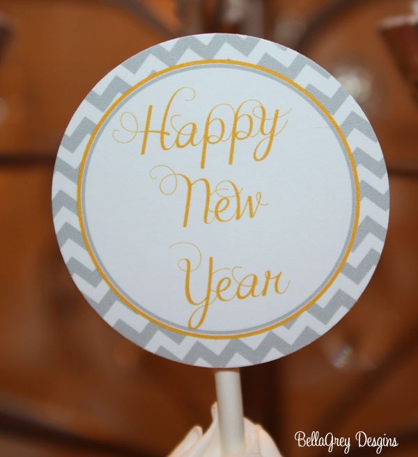 New Years Eve Sparkle Party Cupcake Toppers Party Circles Tags Il_570xn