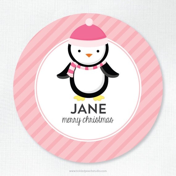 Penguin Girl Personalized Melamine Plate - Add Bowl Option Il_570xn
