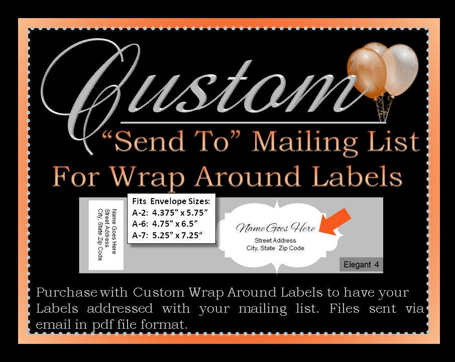 Personalized Wrap Around Label Add On - Purchase with Custom Wrap Around Labels - Have your mailing list added to each wrap around label Il_570xn