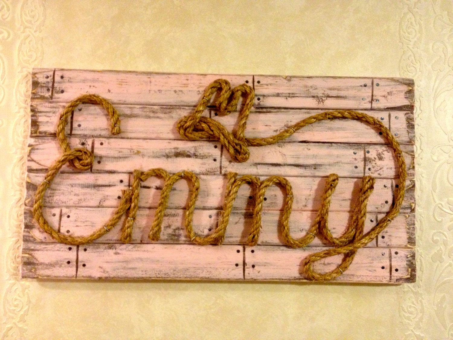 COLORED Western Wood Rope Name Sign Baby Country by MemoryScapes