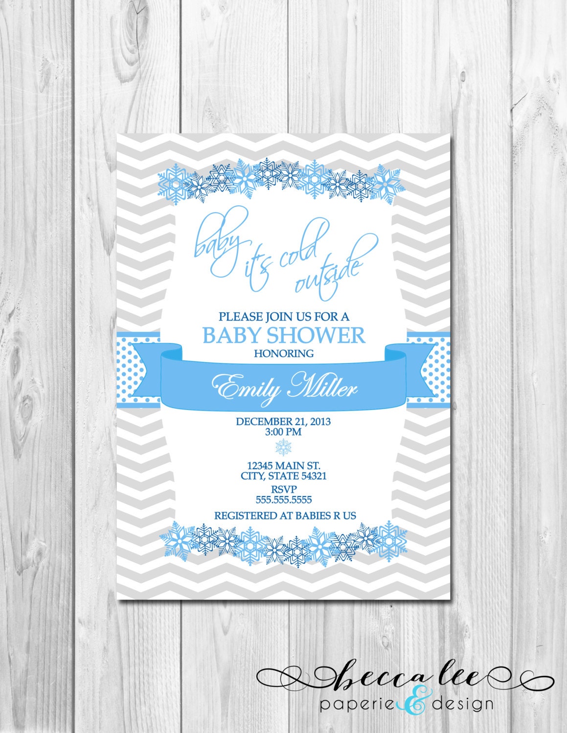 Baby It's Cold Outside Baby Shower Invitation - Blue and Grey - DIY - Printable Il_570xn