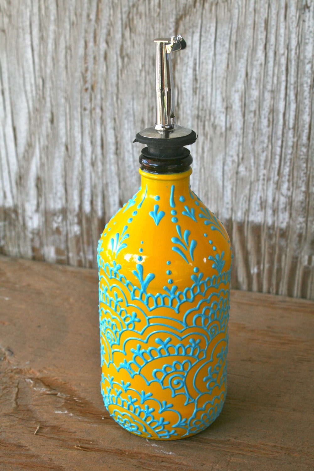 Hand Painted Olive Oil Dispenser Sunshine Yellow And By Lucentjane