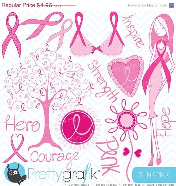 40% OFF SALE Breast cancer clipart commercial use, vector graphics, digital clip art, digital images - CL388 Il_570xn