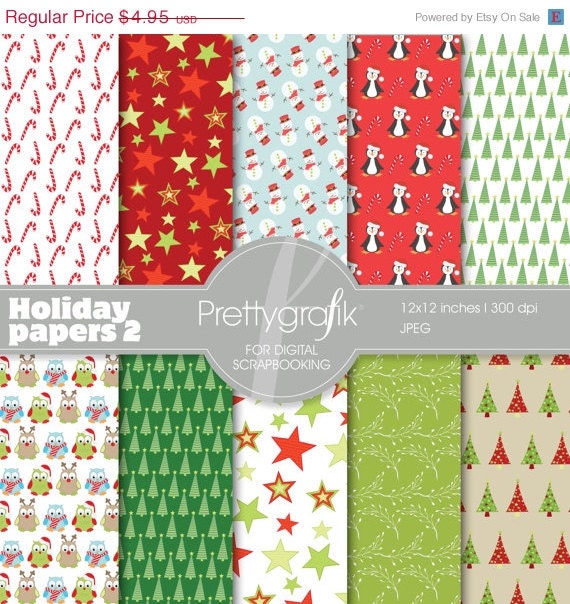 40% OFF SALE Christmas digital paper, commercial use, scrapbook papers, background - PS560 Il_570xn