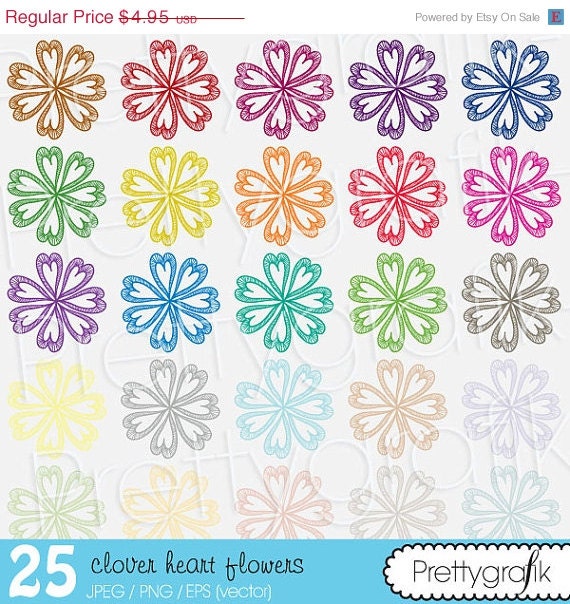 70% OFF SALE 25 flower heart clipart commercial use, vector graphics, digital clip art, digital images - CL502 Il_570xn