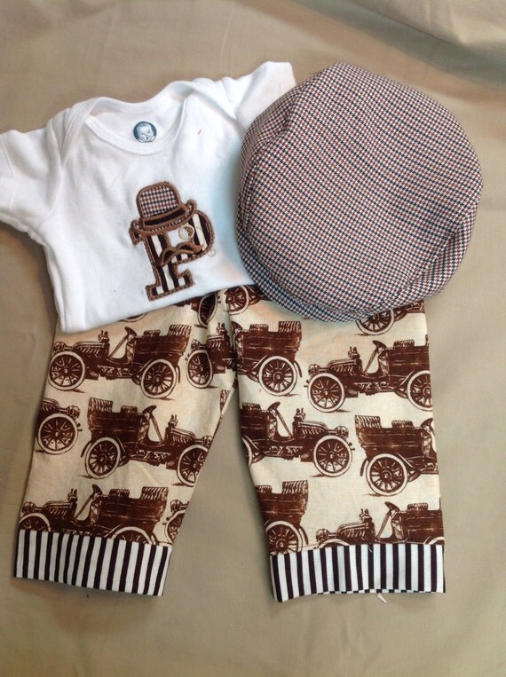 Baby boy onesie set mustache monogram letter on by NeesyGee