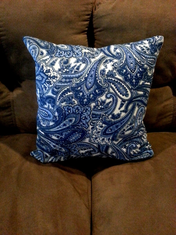 Items similar to Blue and White Paisely Throw Pillow Cushion Cover on Etsy