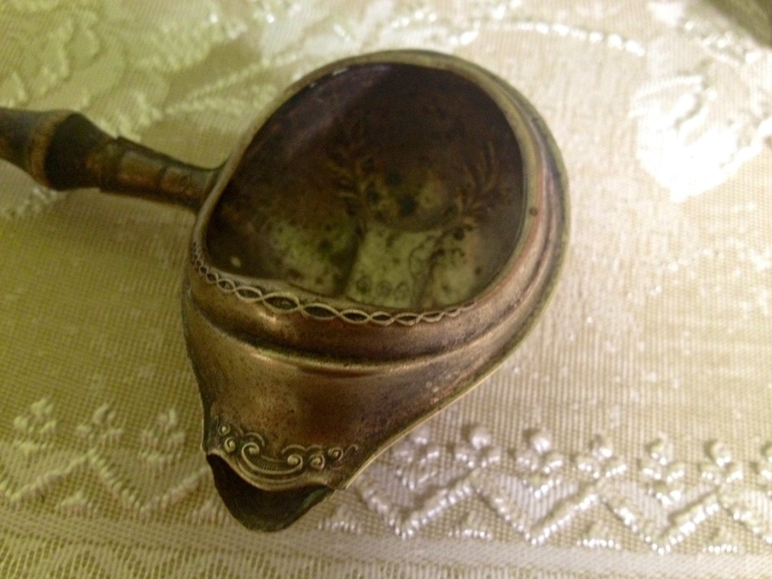 Antique Brass Tea Strainer by Beyondthegardenwall on Etsy