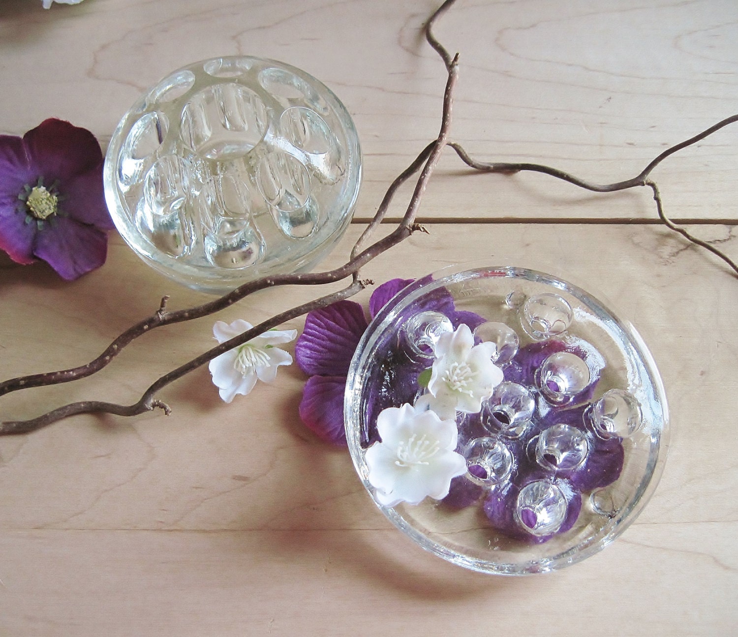 Vintage glass flower frogs ~ Floral/Garden Collectible~Sucker,Balloon, Fairy Wand,Pen Holders, Branch Display Paper Weight,Party Table DÃ©cor - FoxberryHill