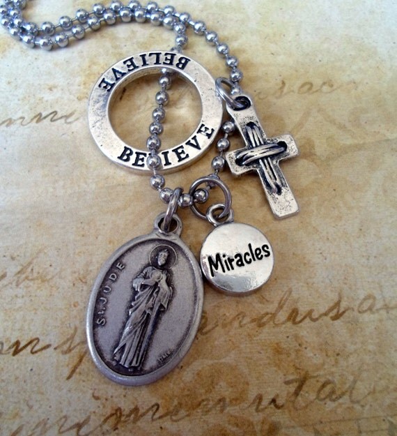 St. Jude Charm Necklace Holy Saint Medal Amulet by