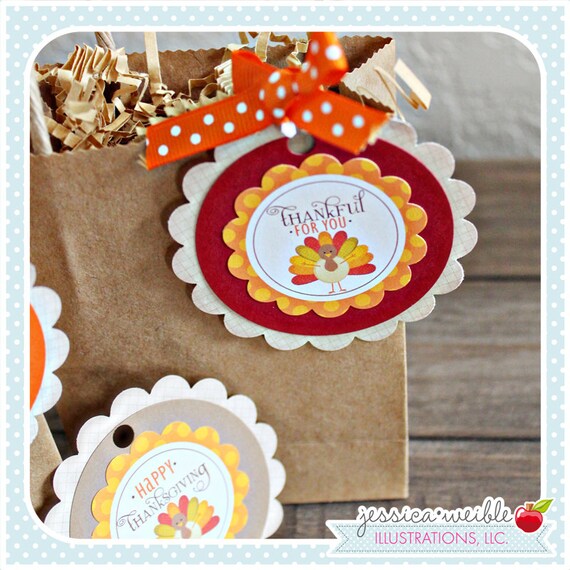 Thankful For You Gobblers Theme - Printable Gift Tags - 2" Cupake Toppers - Thanksgiving Tags- Thanksgiving Printables Il_570xn