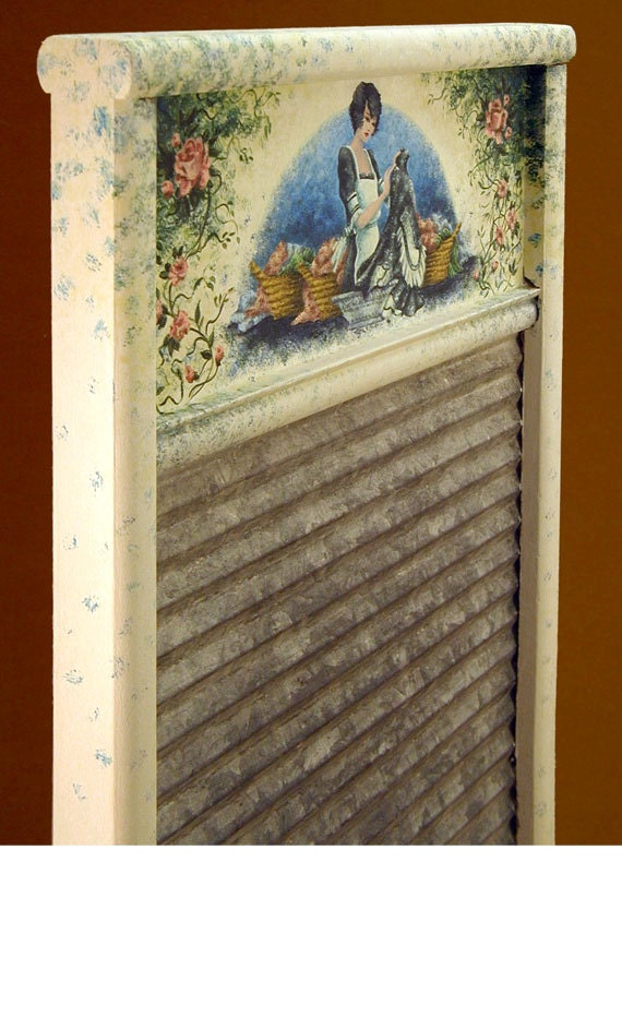Hand Painted Wood and Metal Washboard OOAK by ArtDesignsAmerica