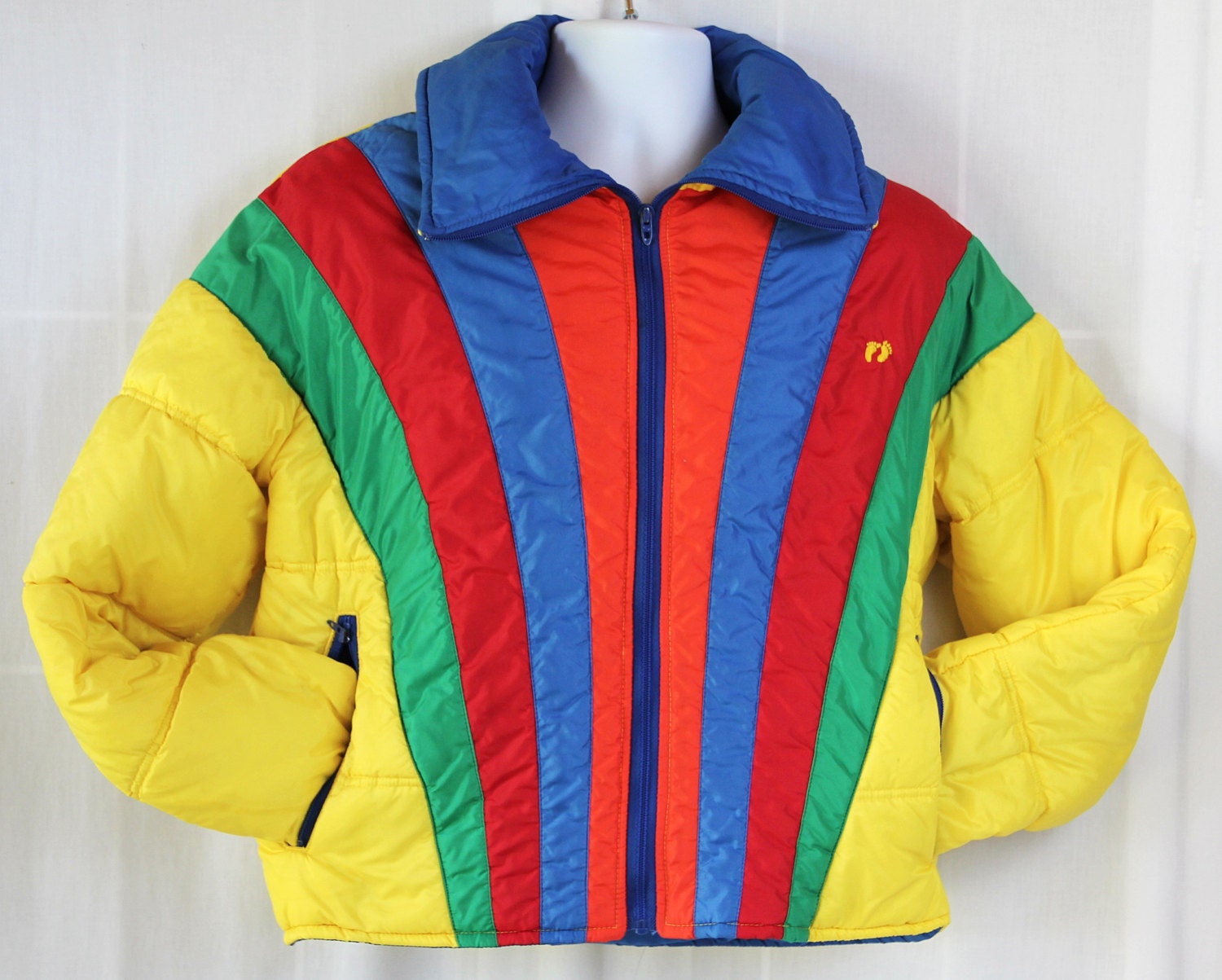70s Jacket / Rainbow / Hang Ten / Ski Jacket / Bubble Jacket / Fall Fashion / Unisex - PetticoatsPlus