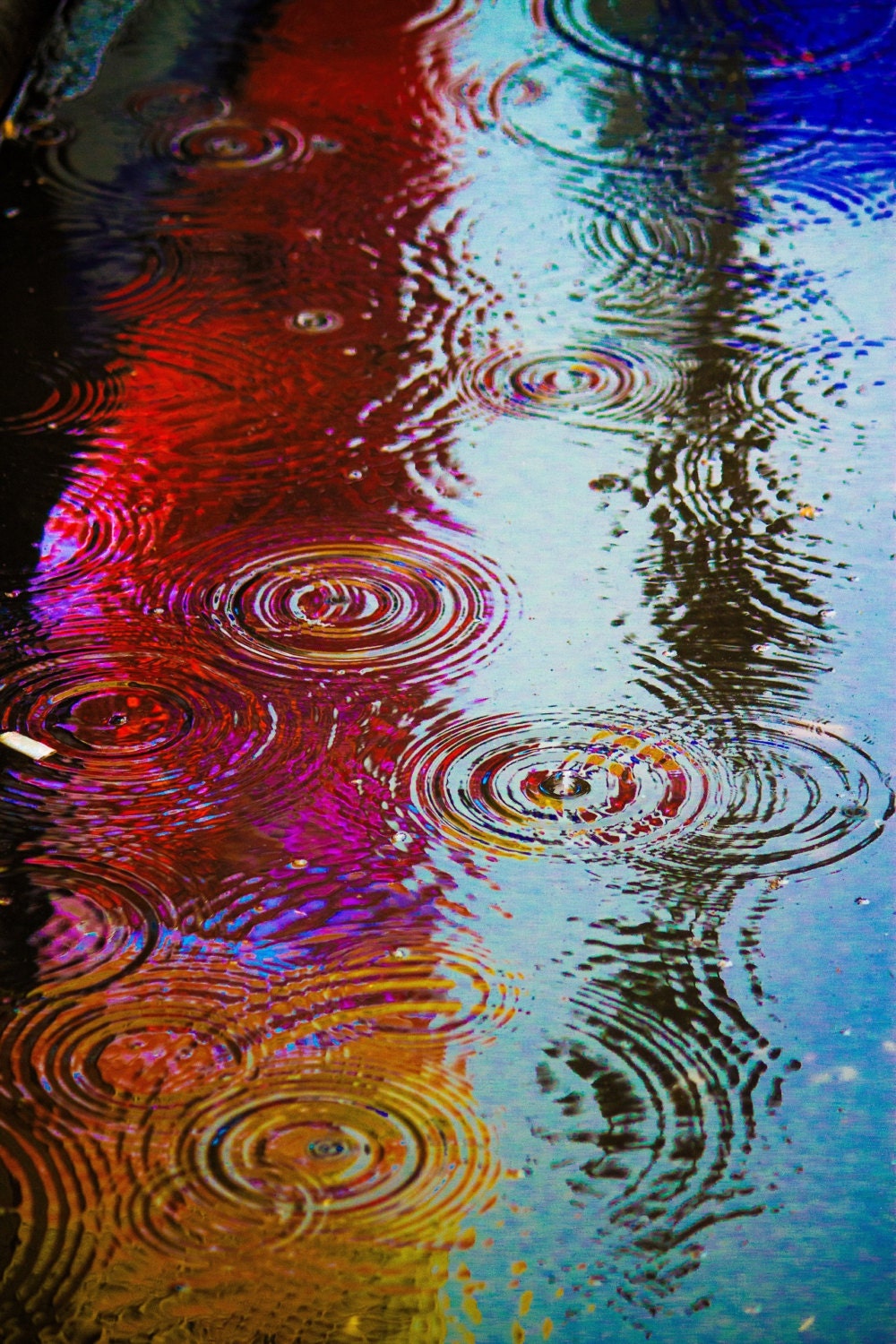 NYC Puddle Times Square Red Blue Colorful R