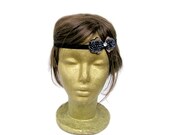 1920s Beaded Bow Headband, Beaded Flapper Headband Great Gatsby, Art Deco Headpiece - curtainroad